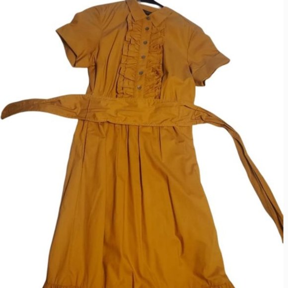 NWOT J. Crew Tall Ruffle Front Midi Shirtdress Dress in Cotton Poplin, size 4 - Picture 2 of 2